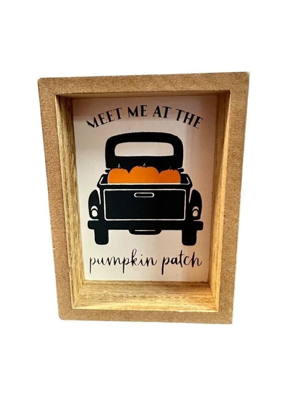 Mini Pumpkin Patch Sign 4in Rustic Farmhouse Fall Autumn Shadow Box Decor